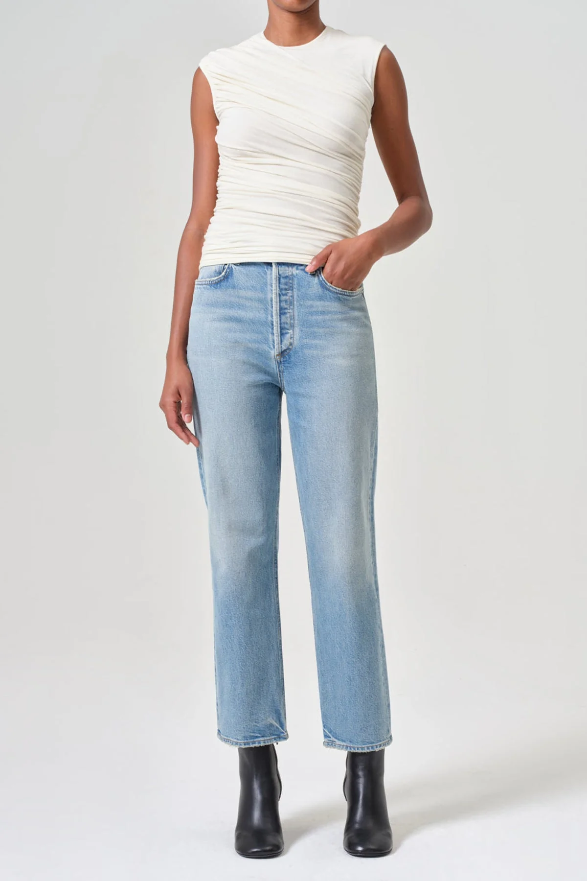 90'S Pinch Waist Crop in Ripple - Image 2