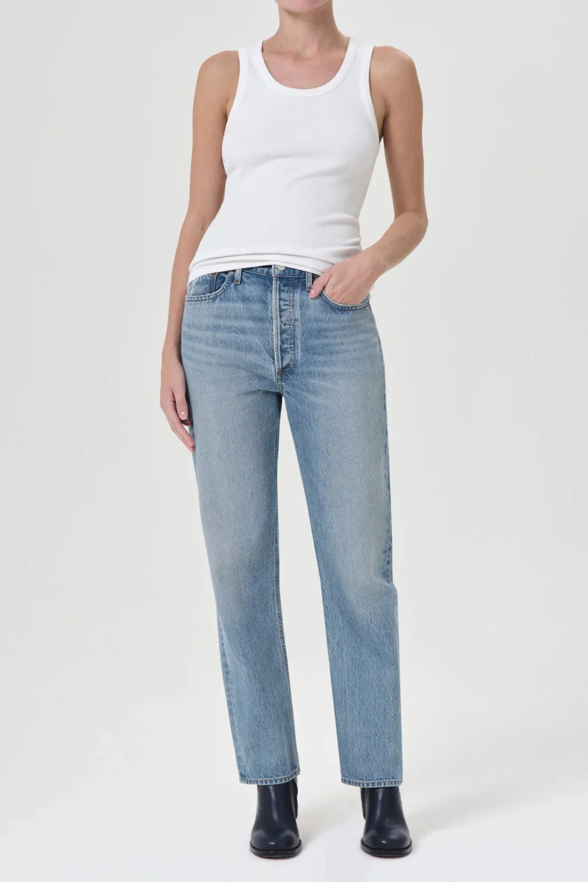 90's Pinch Waist High Rise Straight in Infinite - Image 2
