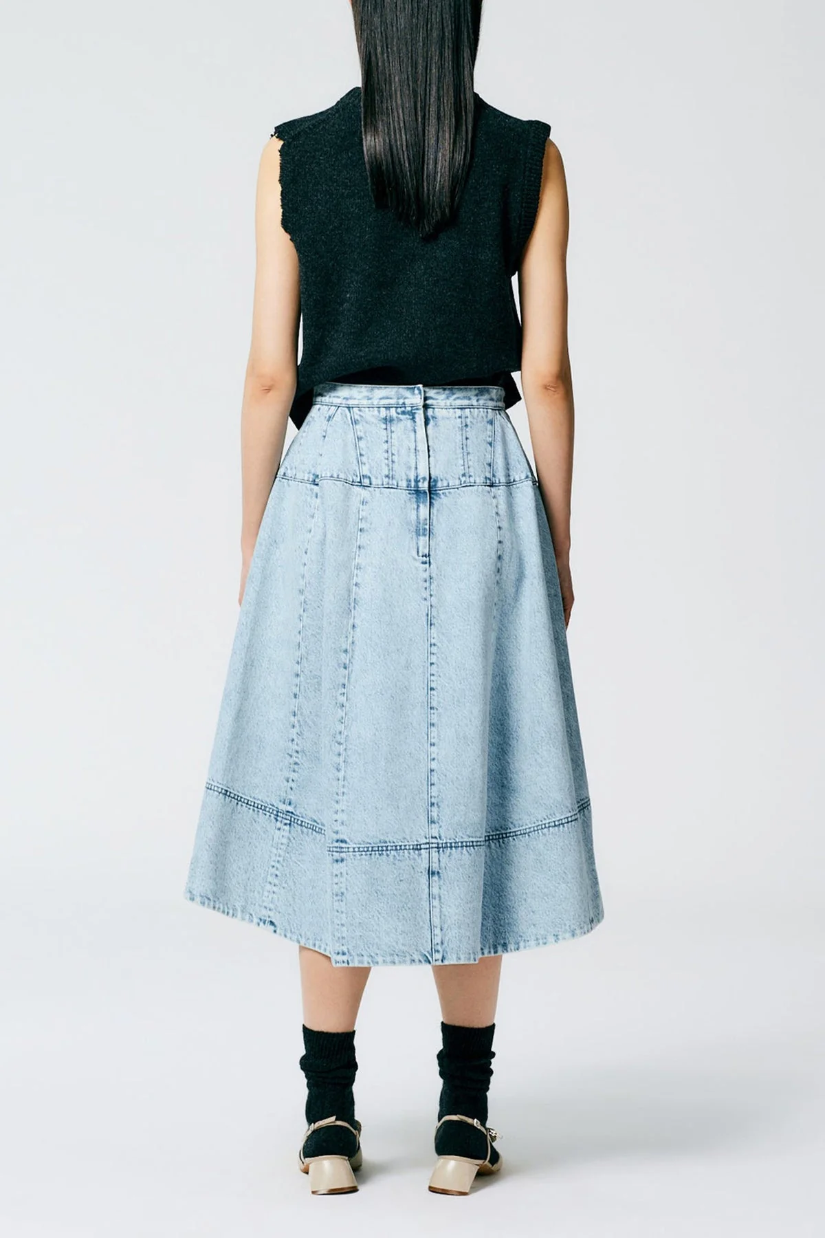 Acid Iceberg Denim Sculpted Skirt in Acid Iceberg Blue - Image 2