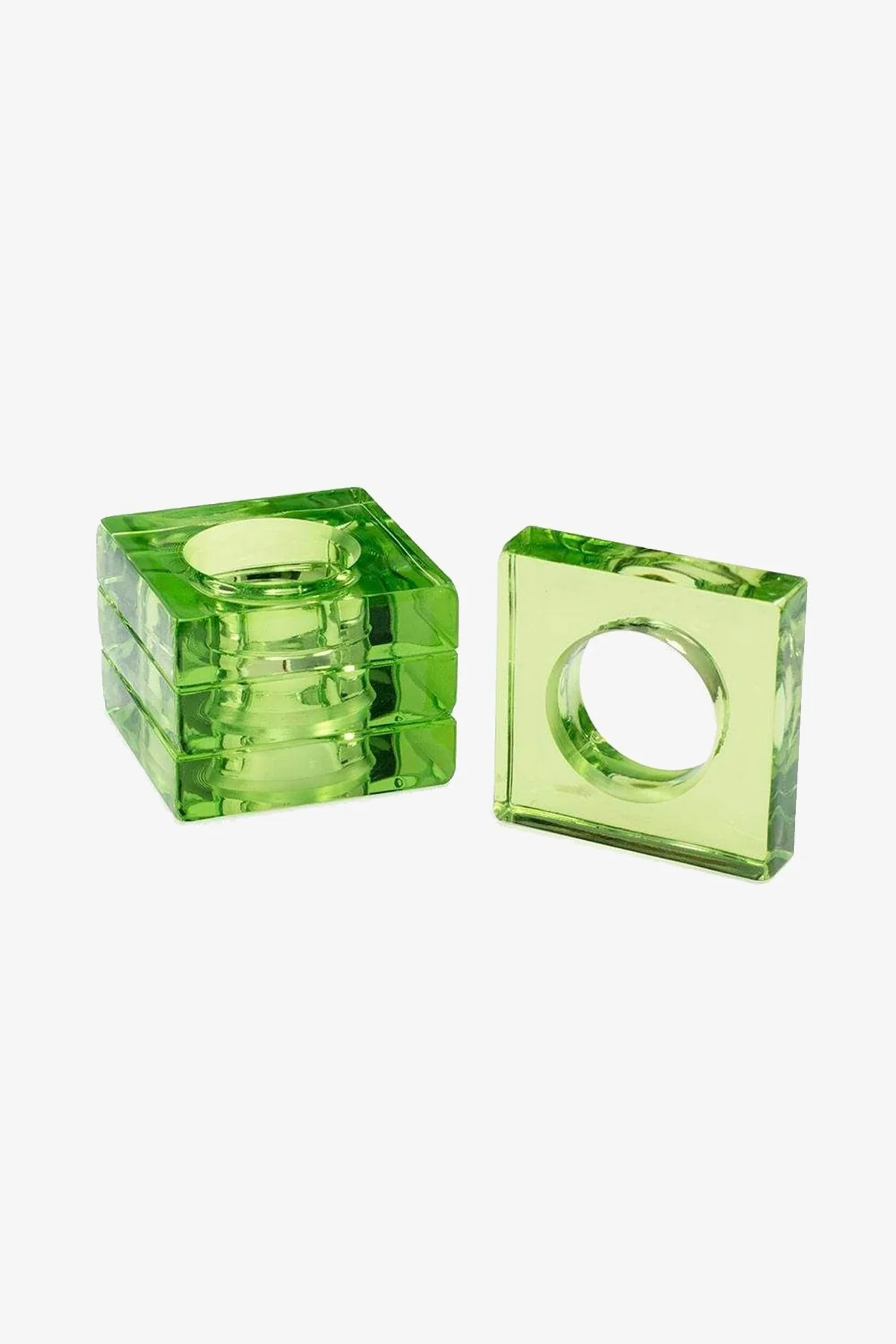 Acrylic Napkin Rings in Emerald - Set of 4