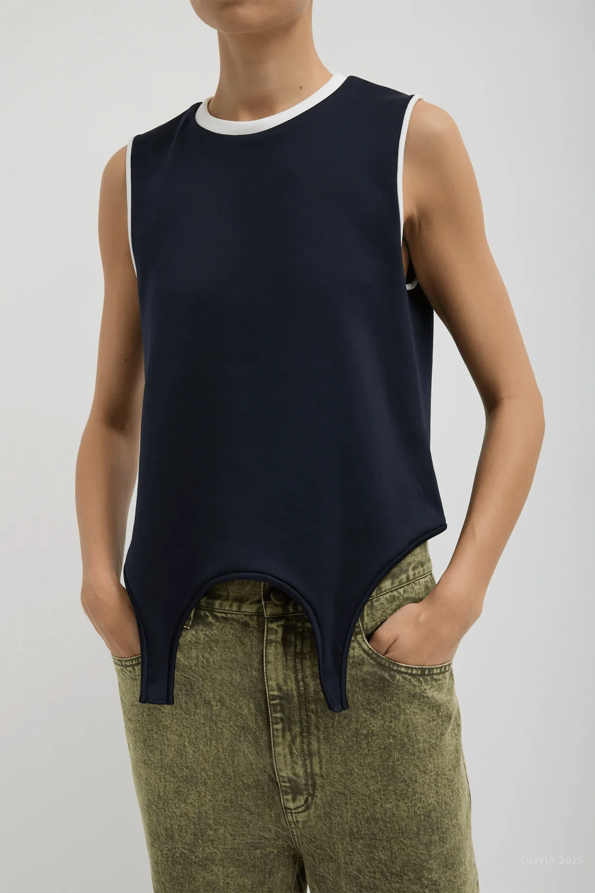 Active Knit Flip Tank in Navy - Image 2