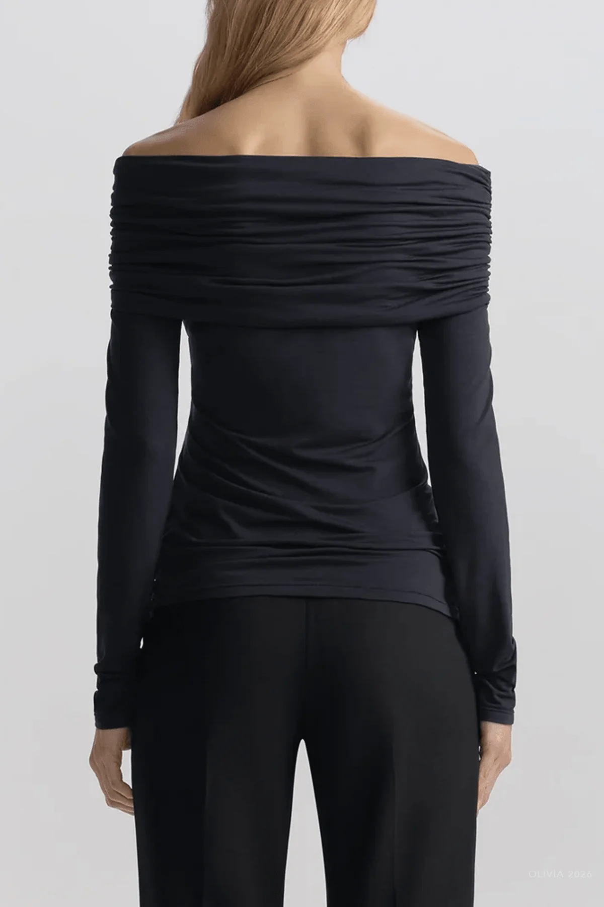 Adeline Off Shoulder Knit Top in Night Blue - Image 3