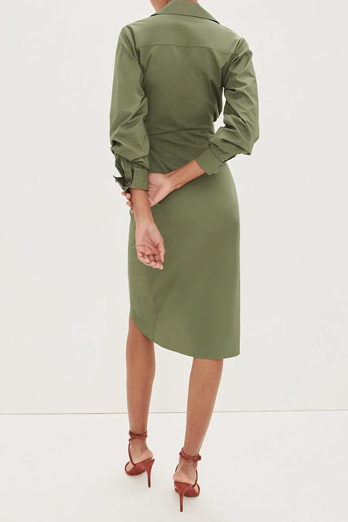 Afton Wrap Dress in Stone Army - Image 3