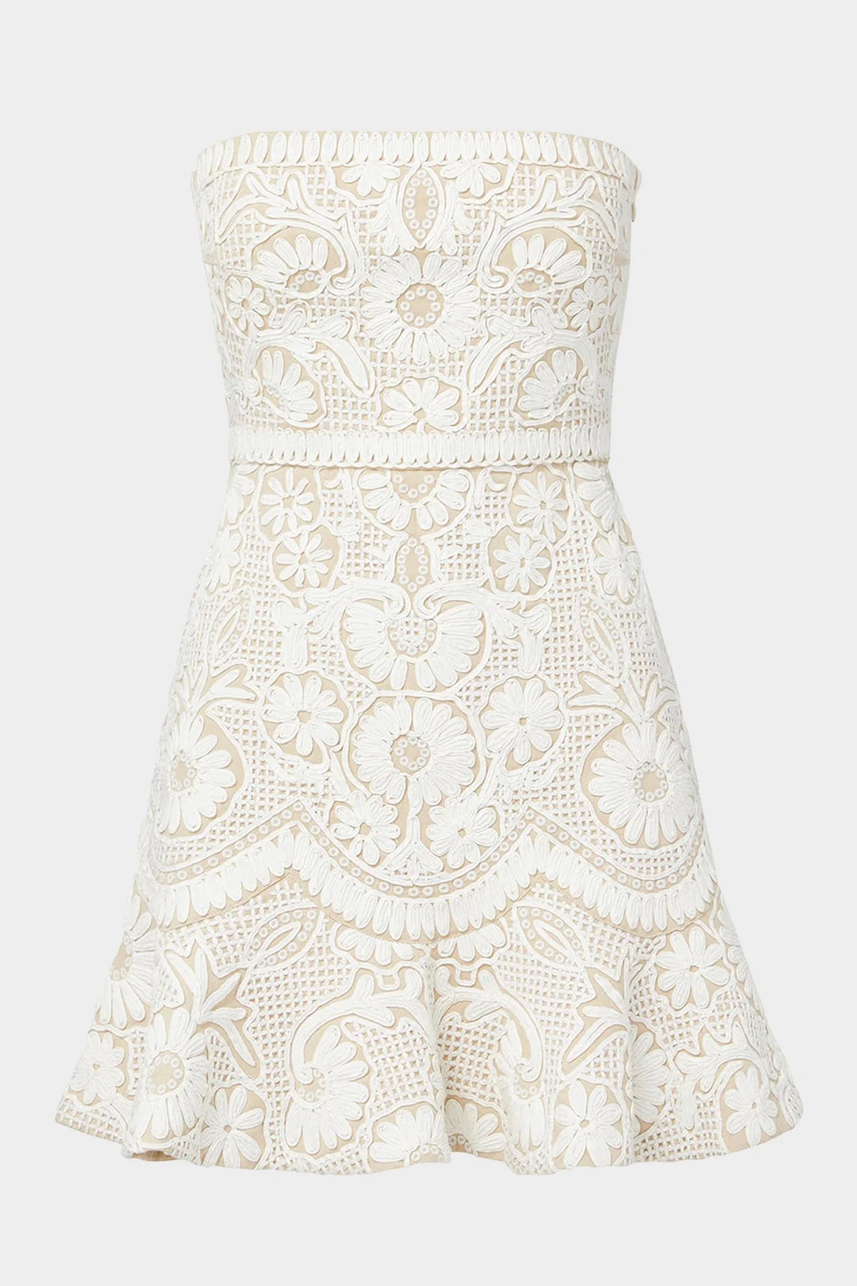 Agata Embroidered Strapless Dress in Light Pebble