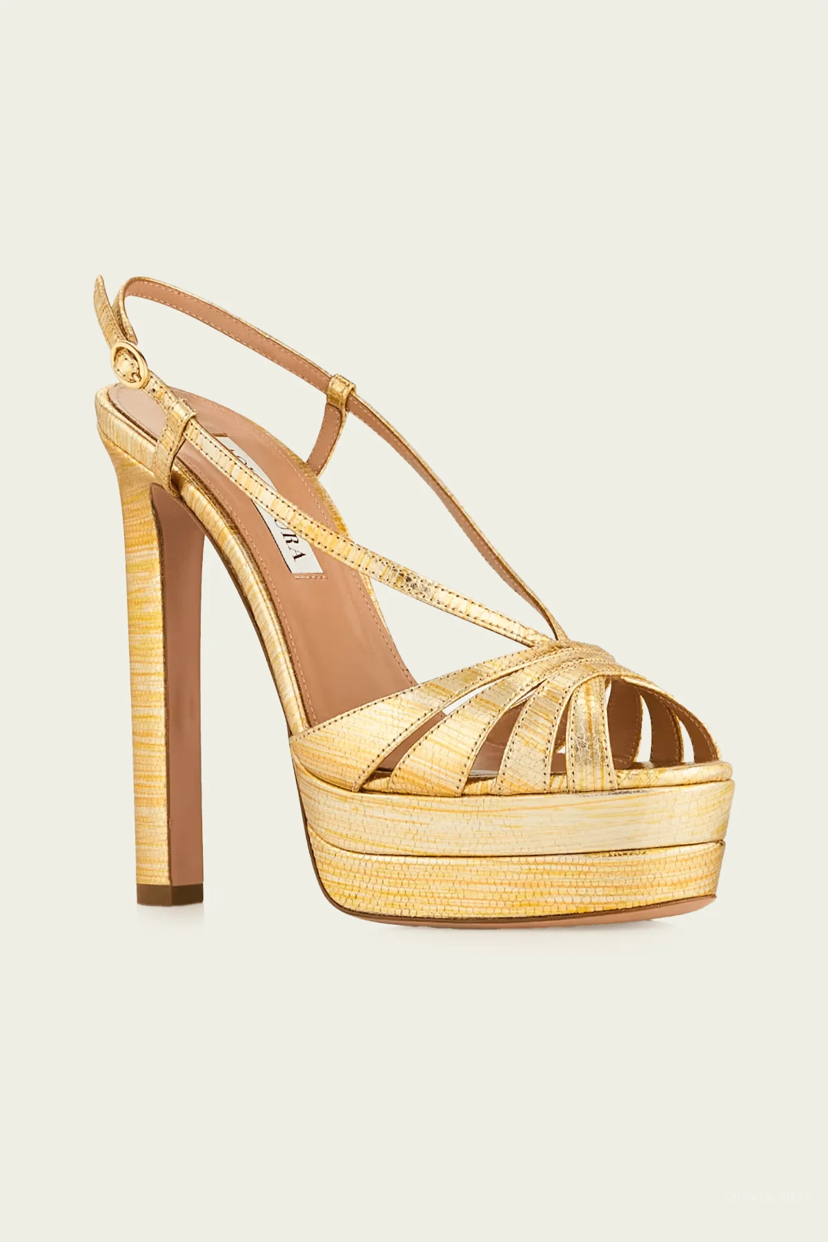 Aimee Sandal Plateau 130 in Multi Gold - Image 2