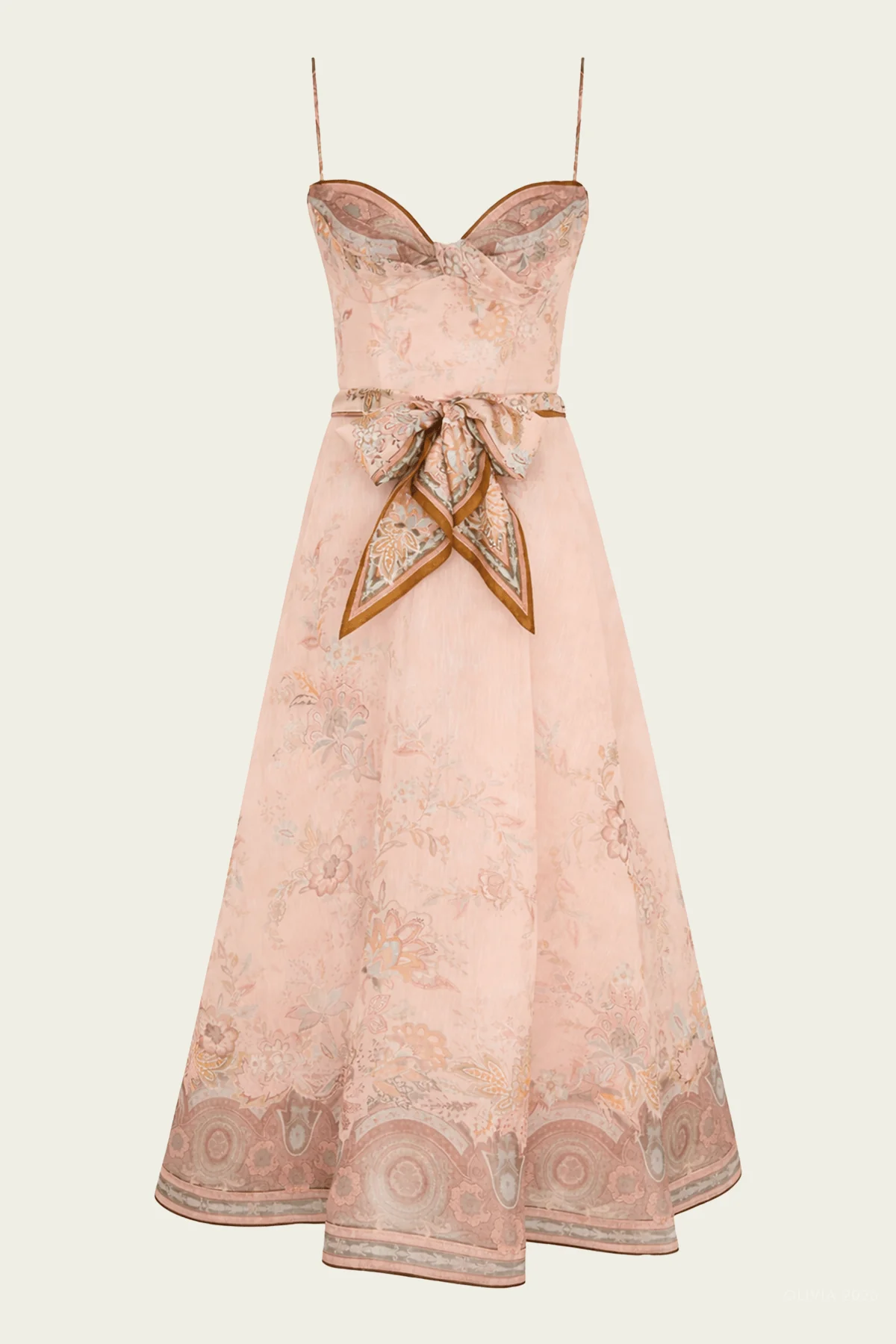 Alchemy Structured Midi Dress in Pink Paisley