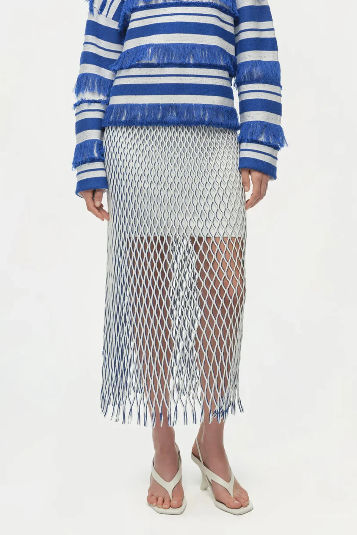 Aldridge Knit Midi Skirt in Ivory Multi - Image 2