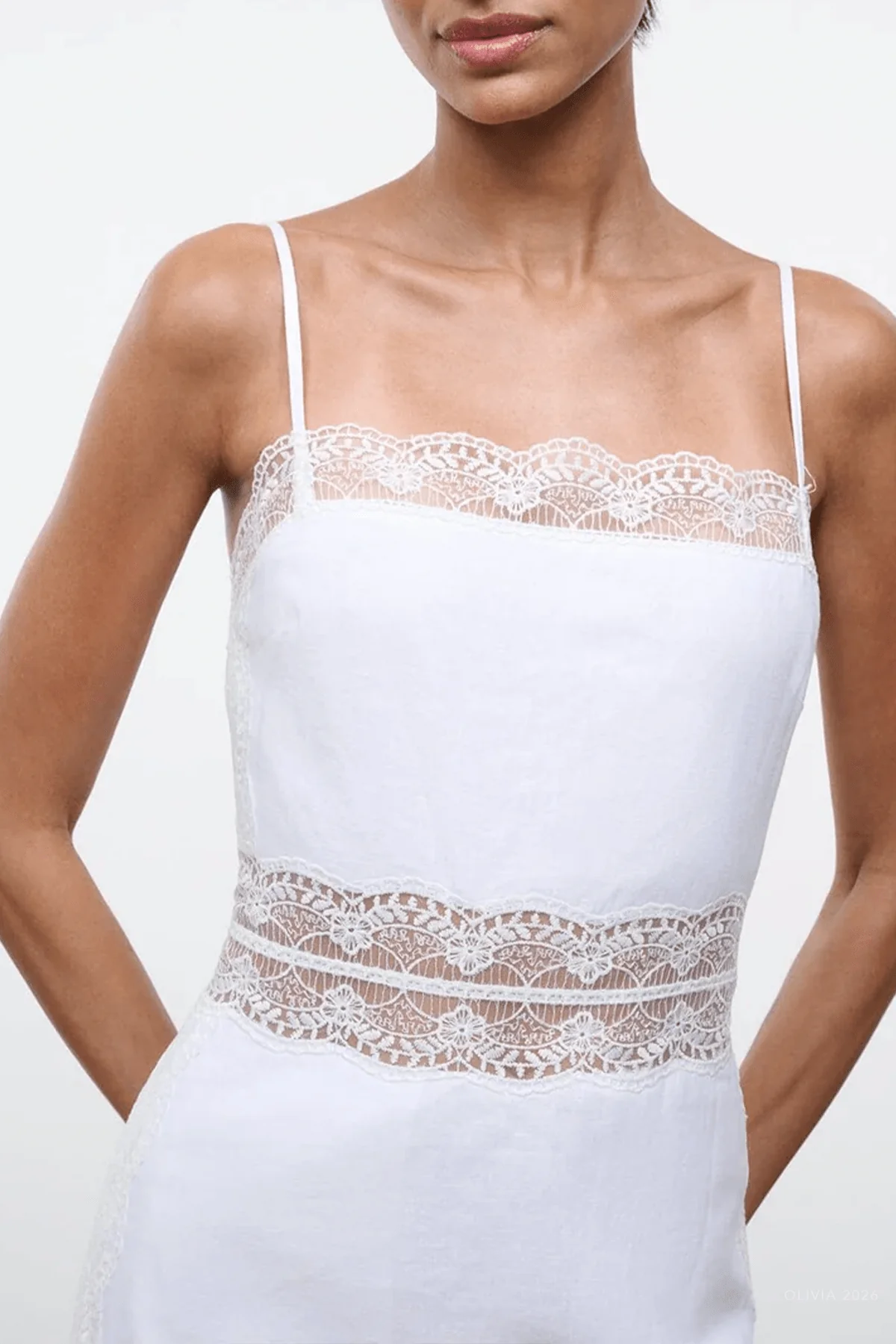 Amalina Linen Mini Dress in White - Image 3