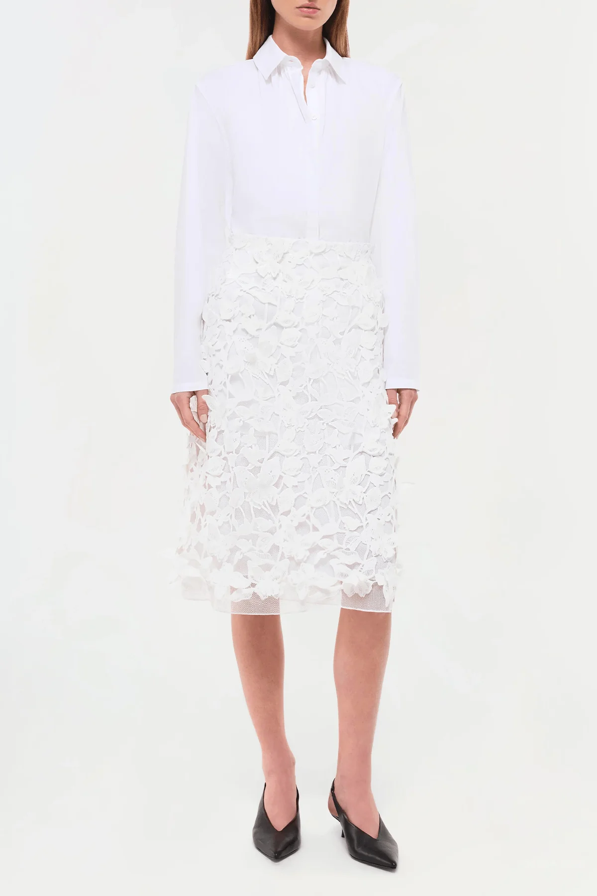Ambrosia Applique Midi Skirt in White - Image 2