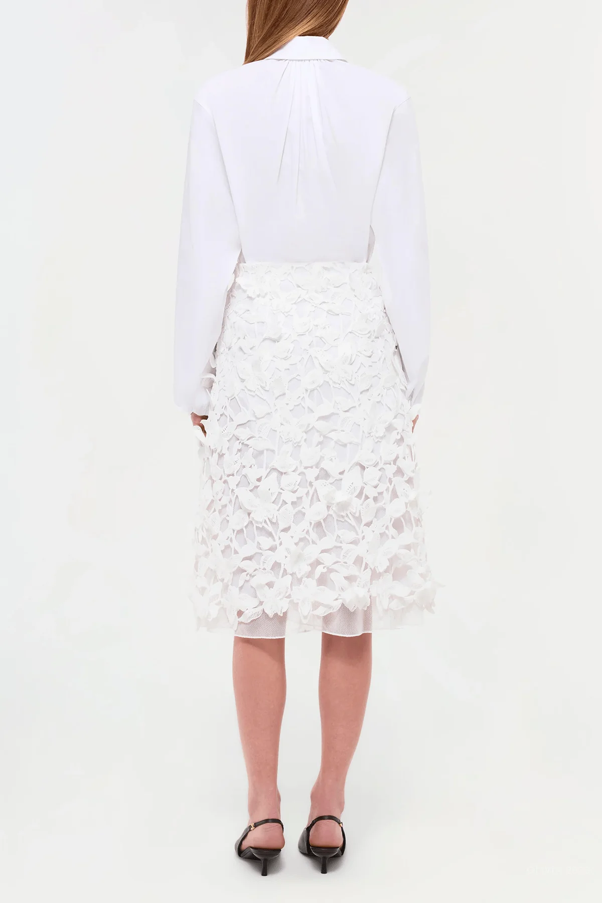 Ambrosia Applique Midi Skirt in White - Image 3