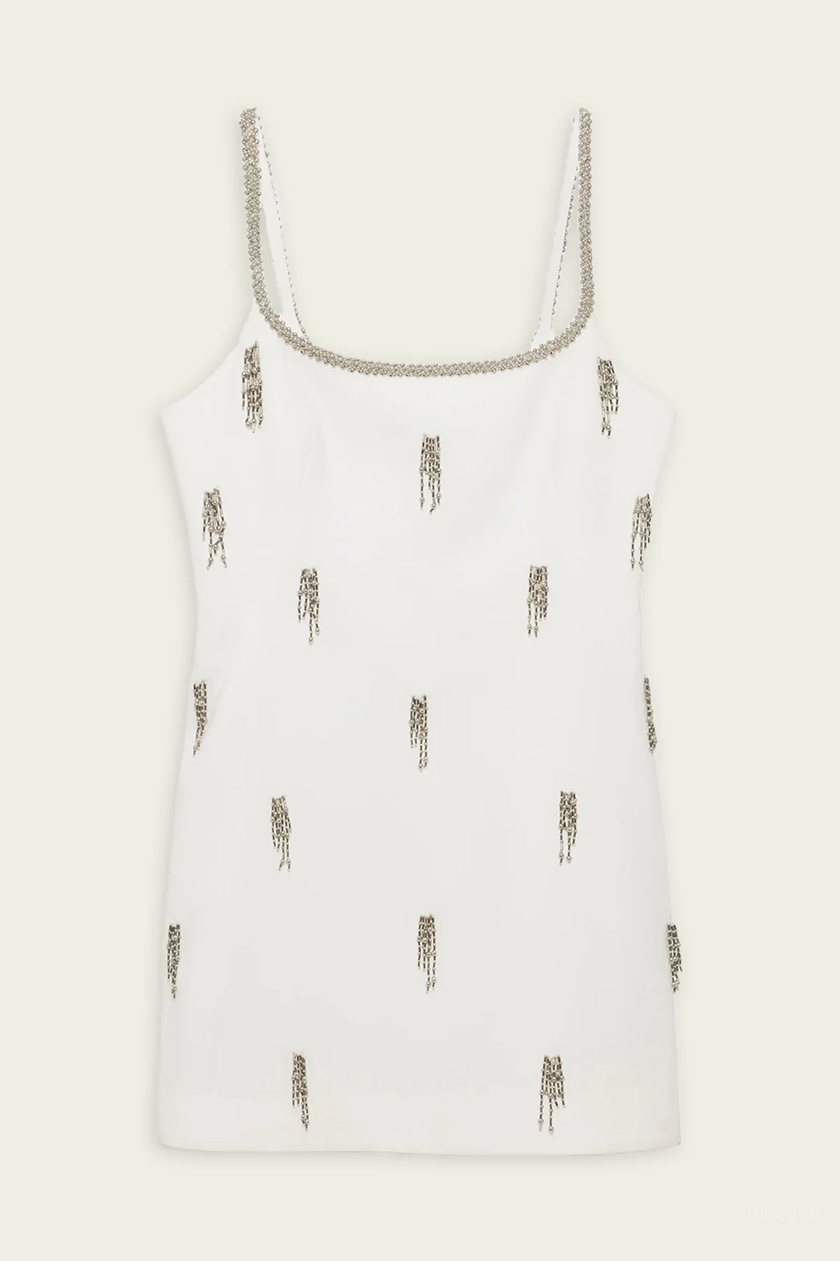 Amy Embellished Mini Dress in Ivory