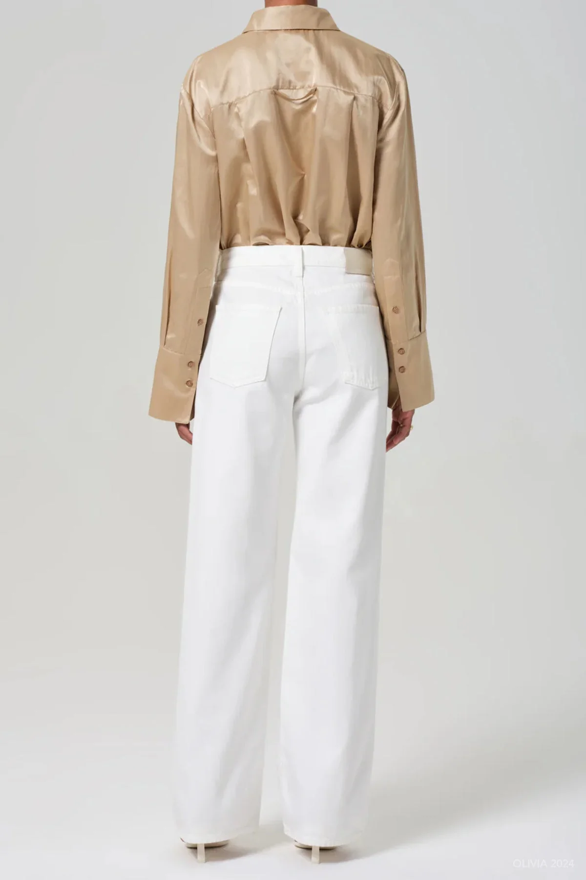 Annina High Rise Wide Leg 33" in Soft White - Image 3
