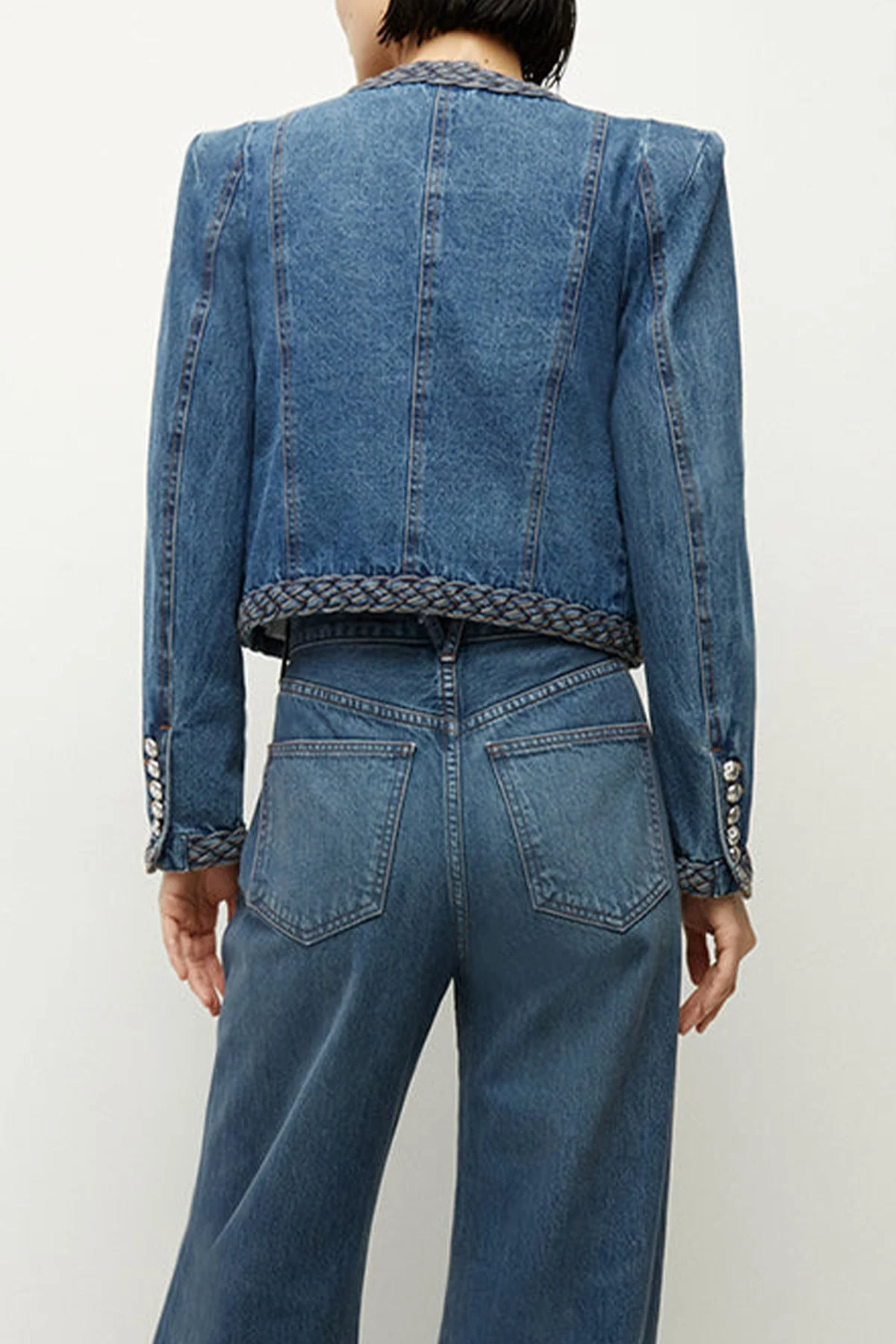 Arrowe Denim Jacket in Stone Bright Blue - Image 3