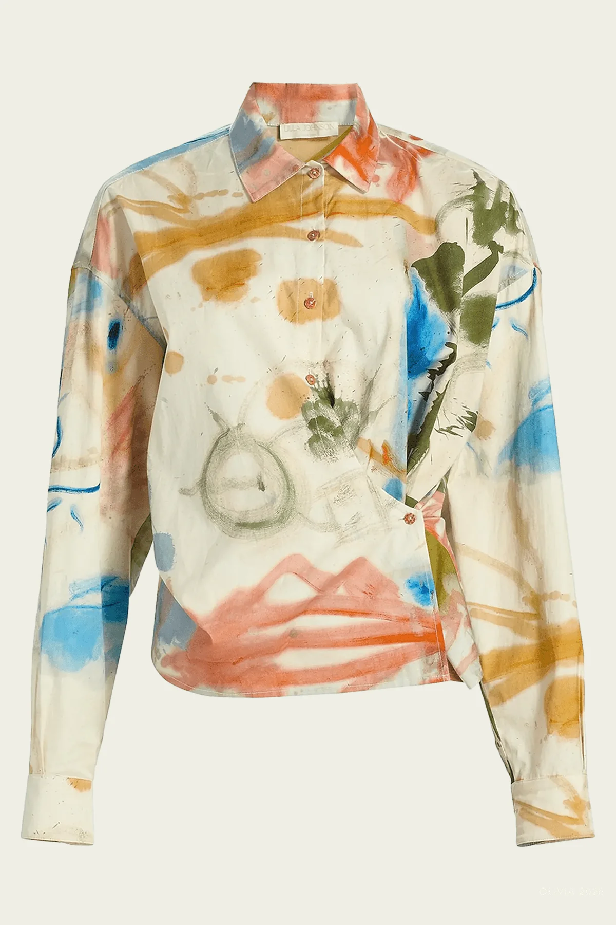 Artist Long-Sleeve Cotton Blouse in Western Dream