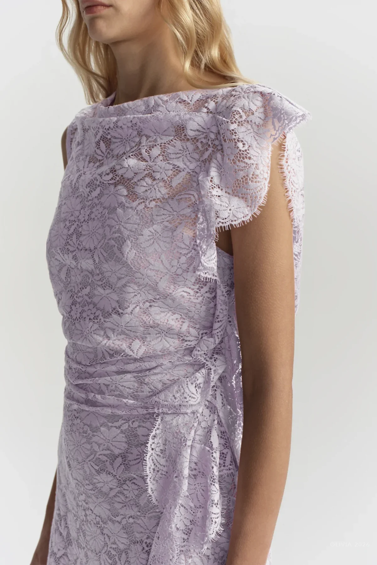 Astra Lace Mini Dress in Lilac - Image 4