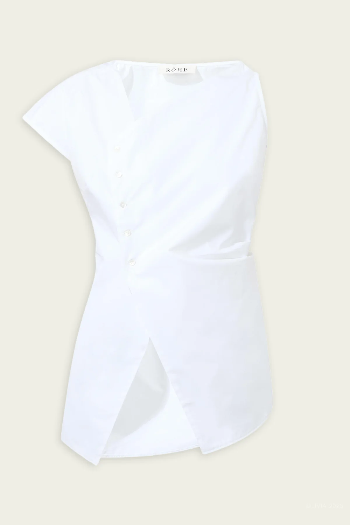 Asymmetrical Poplin Top in Optic White