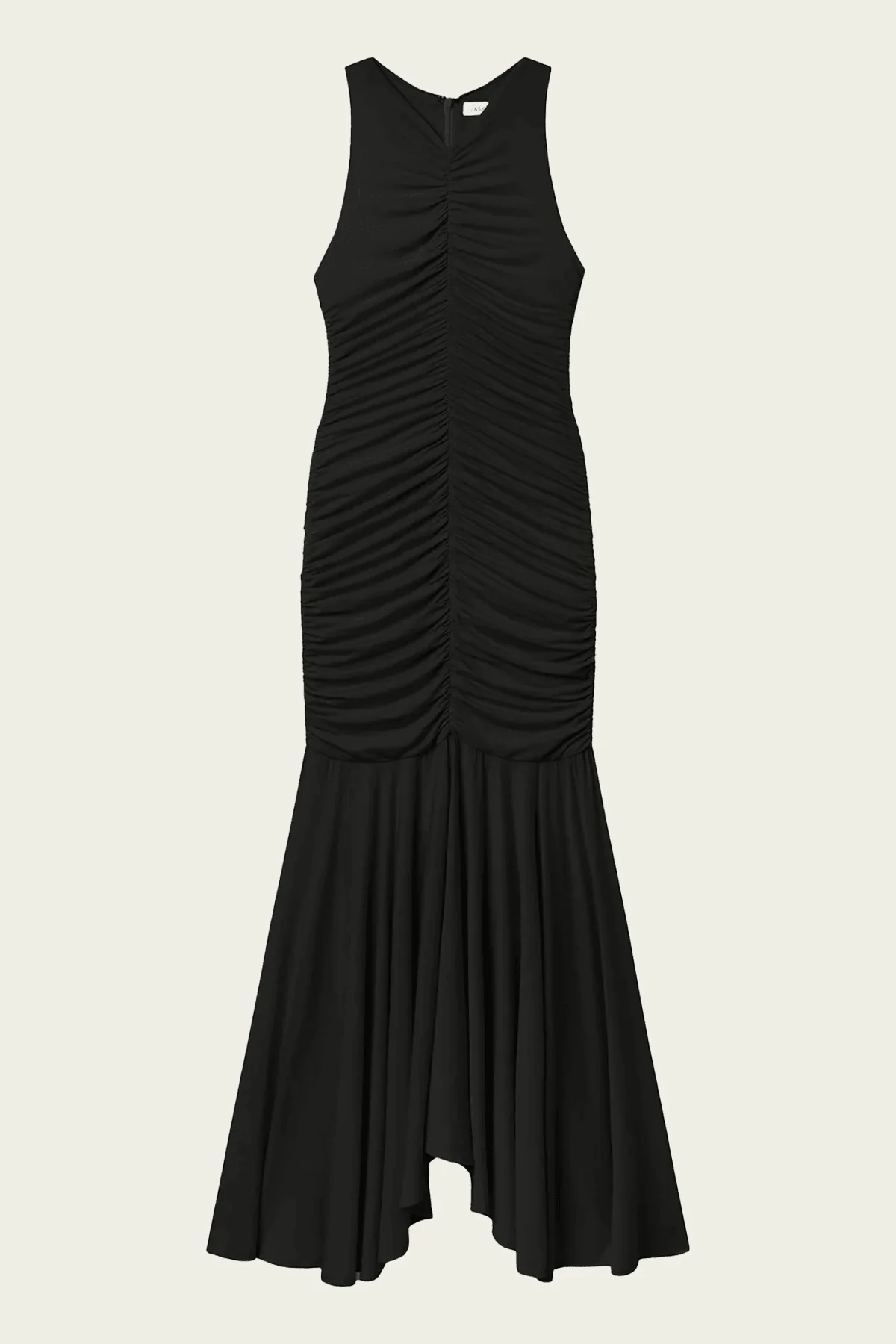 Ayla Ruched Knit Midi Dress in Black