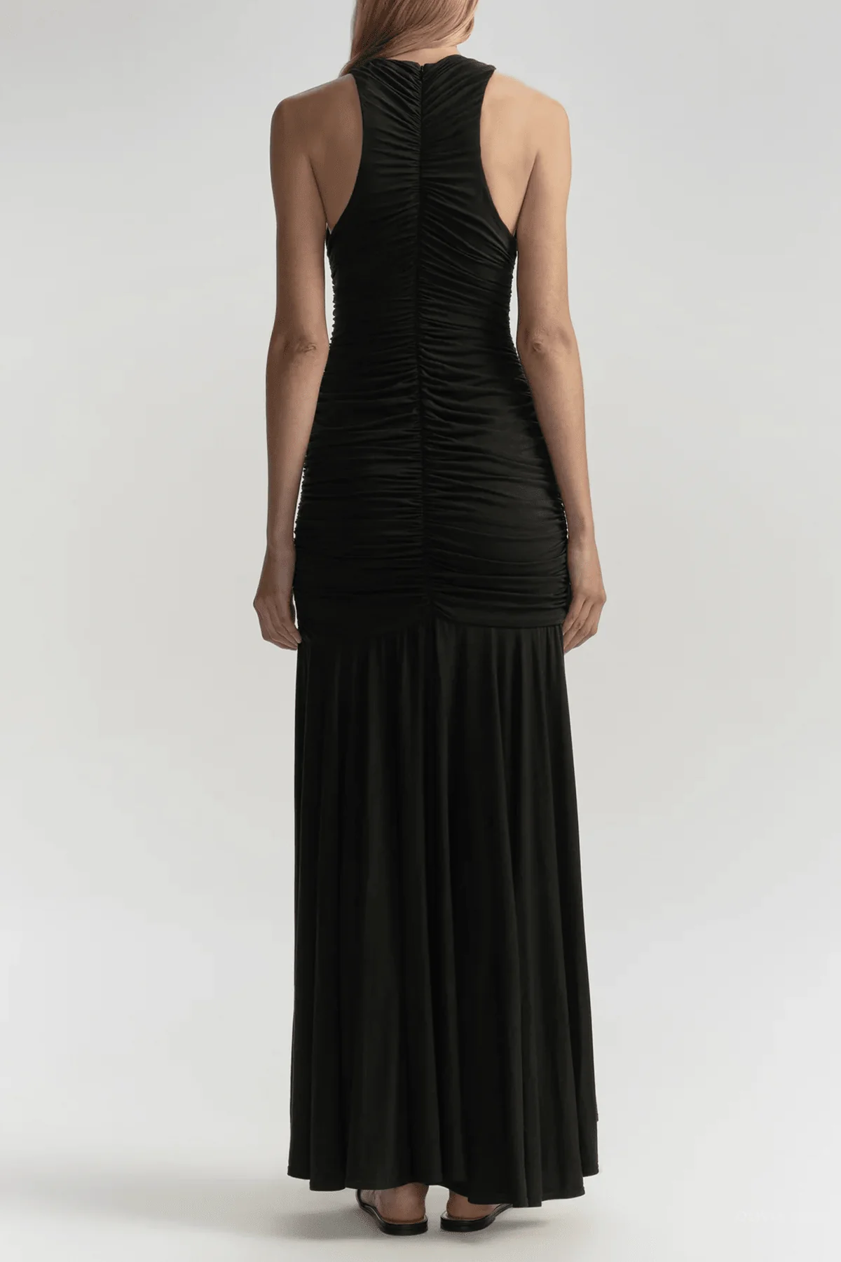 Ayla Ruched Knit Midi Dress in Black - Image 3