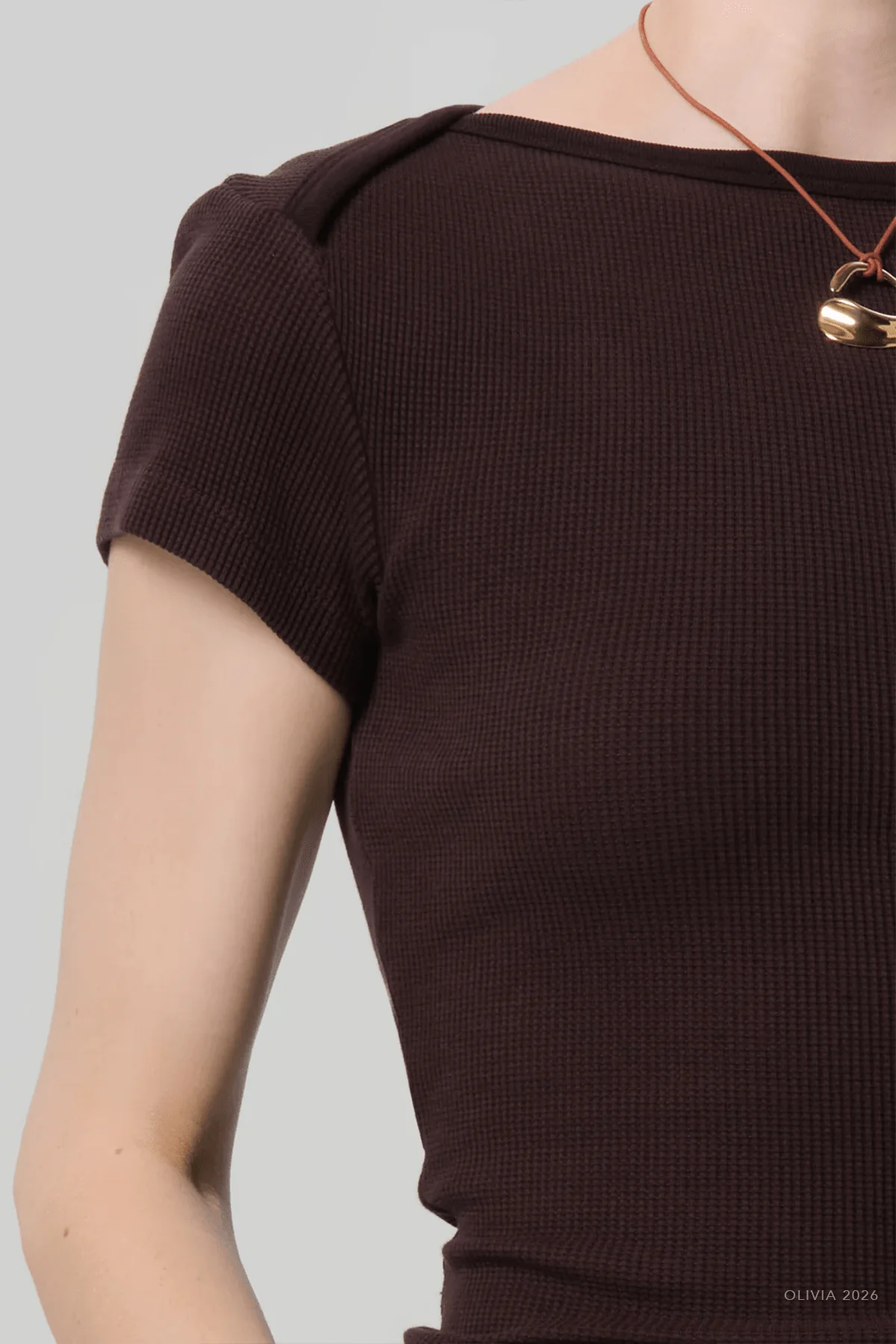 Baby Waffle Tee in Chocolate - Image 4