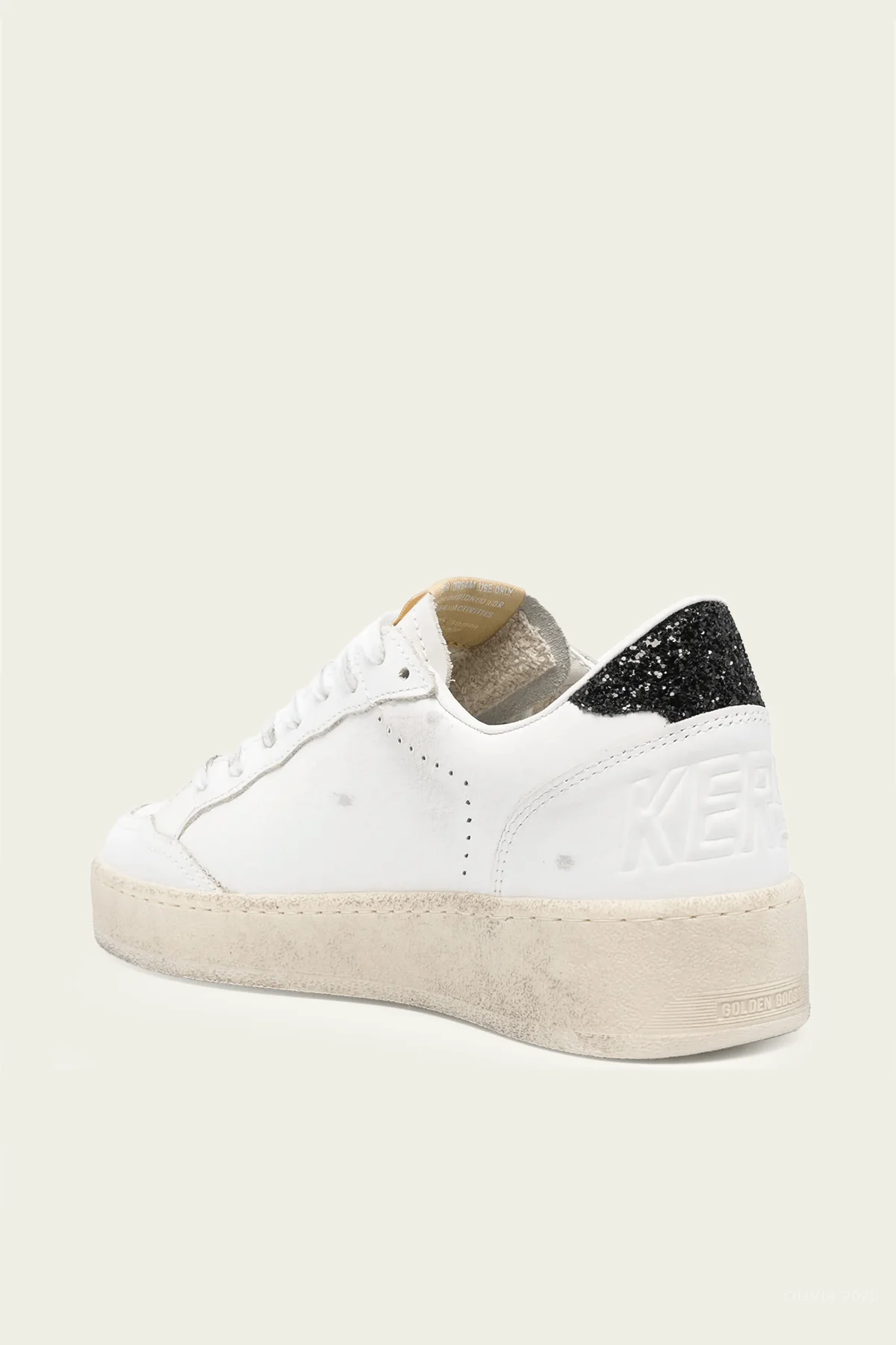 Ball-Star 2 Glitter Star Leather Sneaker in White Gold - Image 3