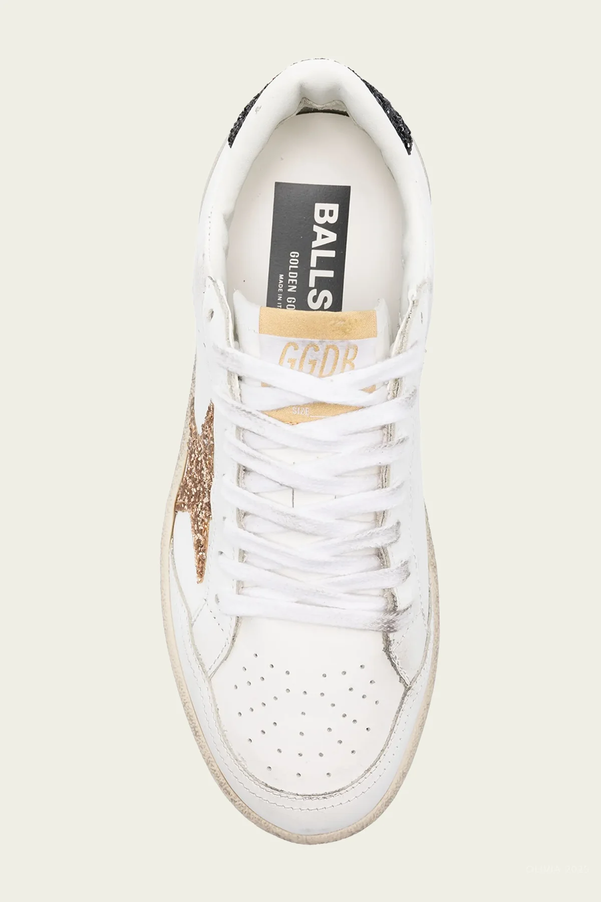 Ball-Star 2 Glitter Star Leather Sneaker in White Gold - Image 4