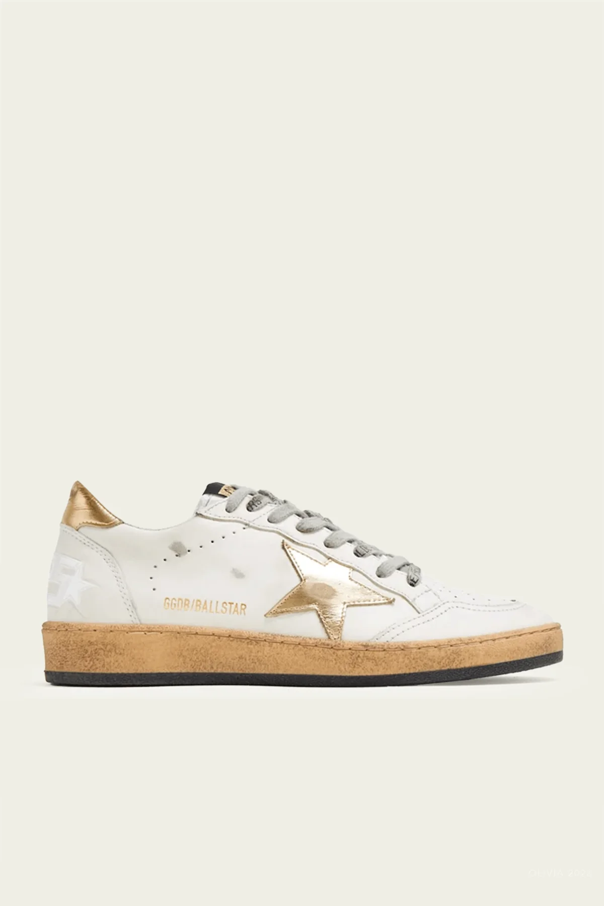 Ball-Star White Gold Leather Sneaker