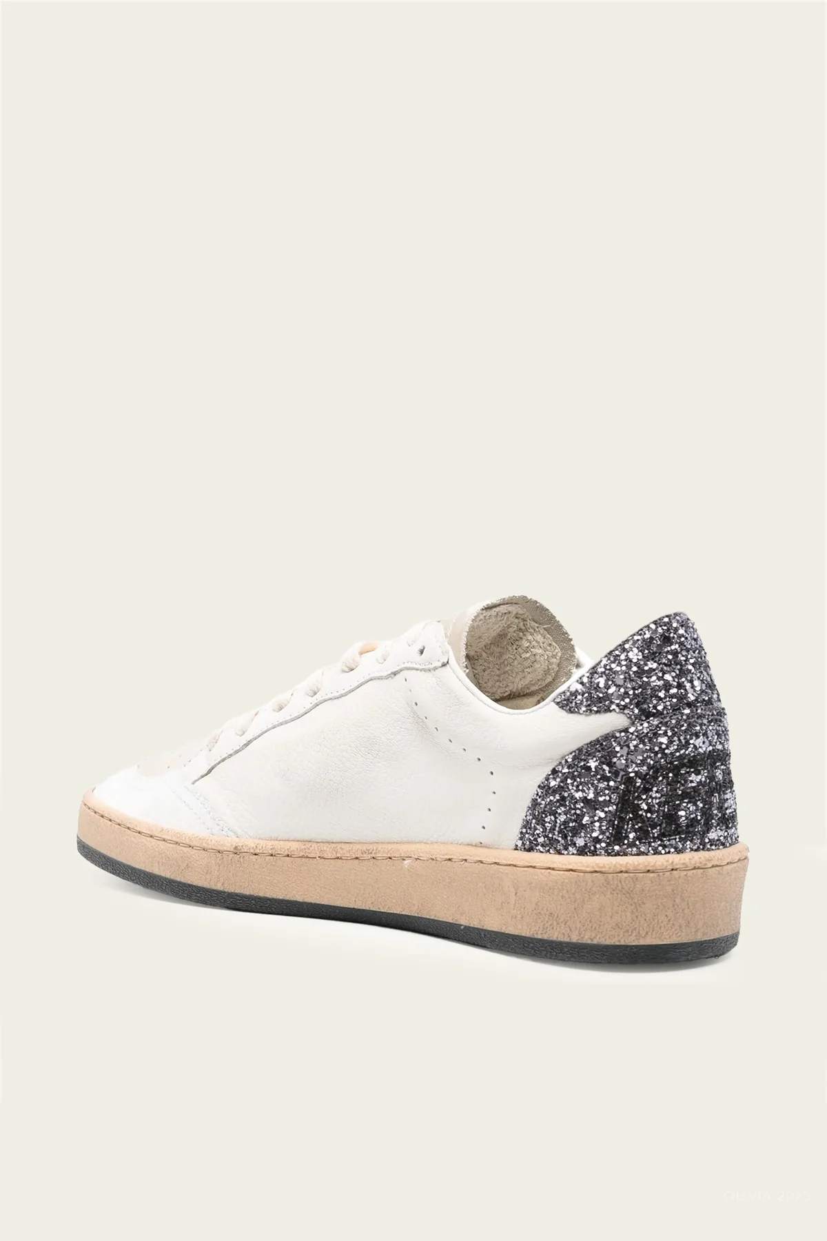 Ball-Star White Silver Glitter Leather Sneaker - Image 3