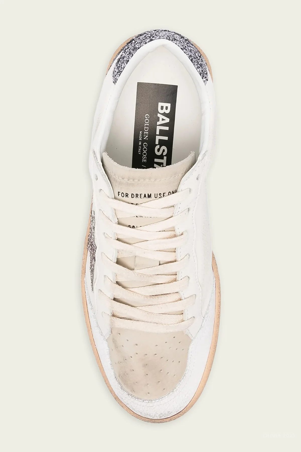 Ball-Star White Silver Glitter Leather Sneaker - Image 4