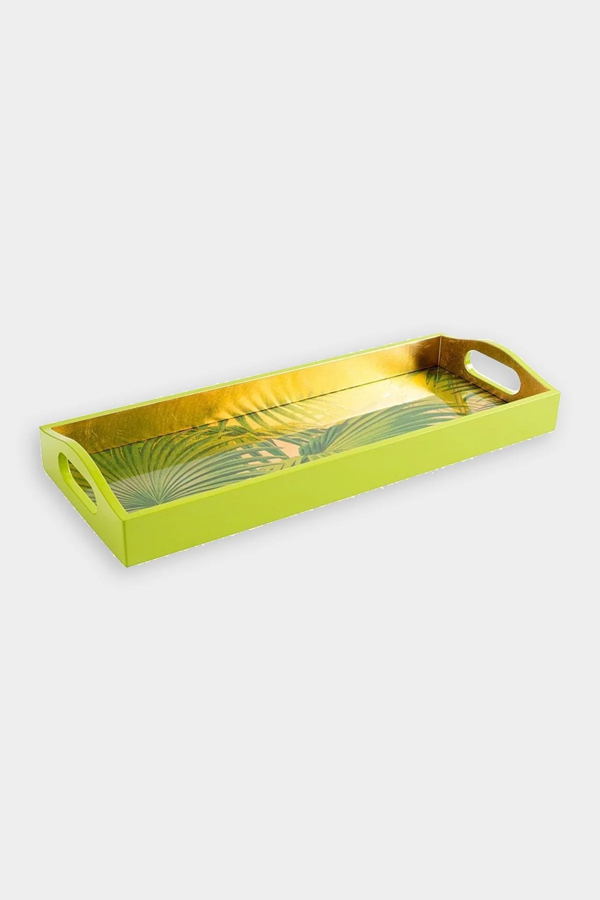 Palm Fronds Lacquer Bar Tray in Gold