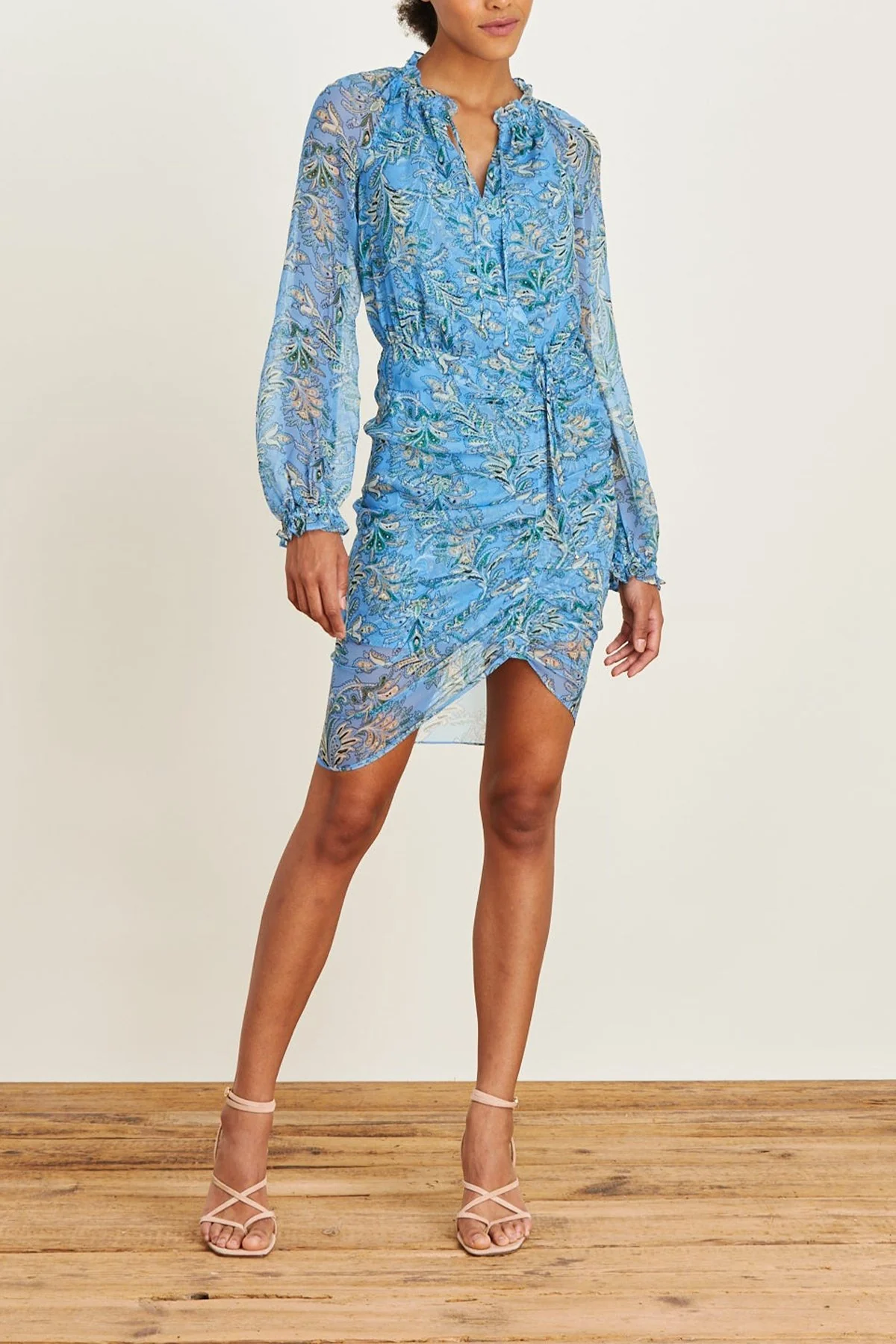 Becky Floral Dress in Aero Blue Multi - Image 2