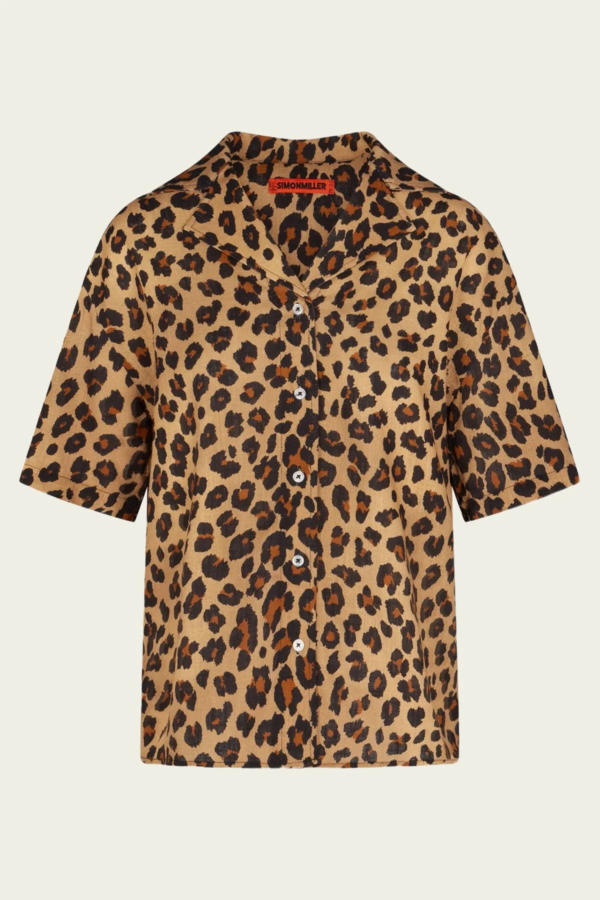 Bia Linen Camp Shirt in Leopard
