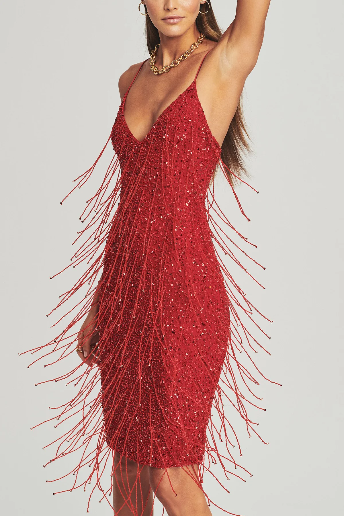 Billie Dress in Red with Fringes - Image 2
