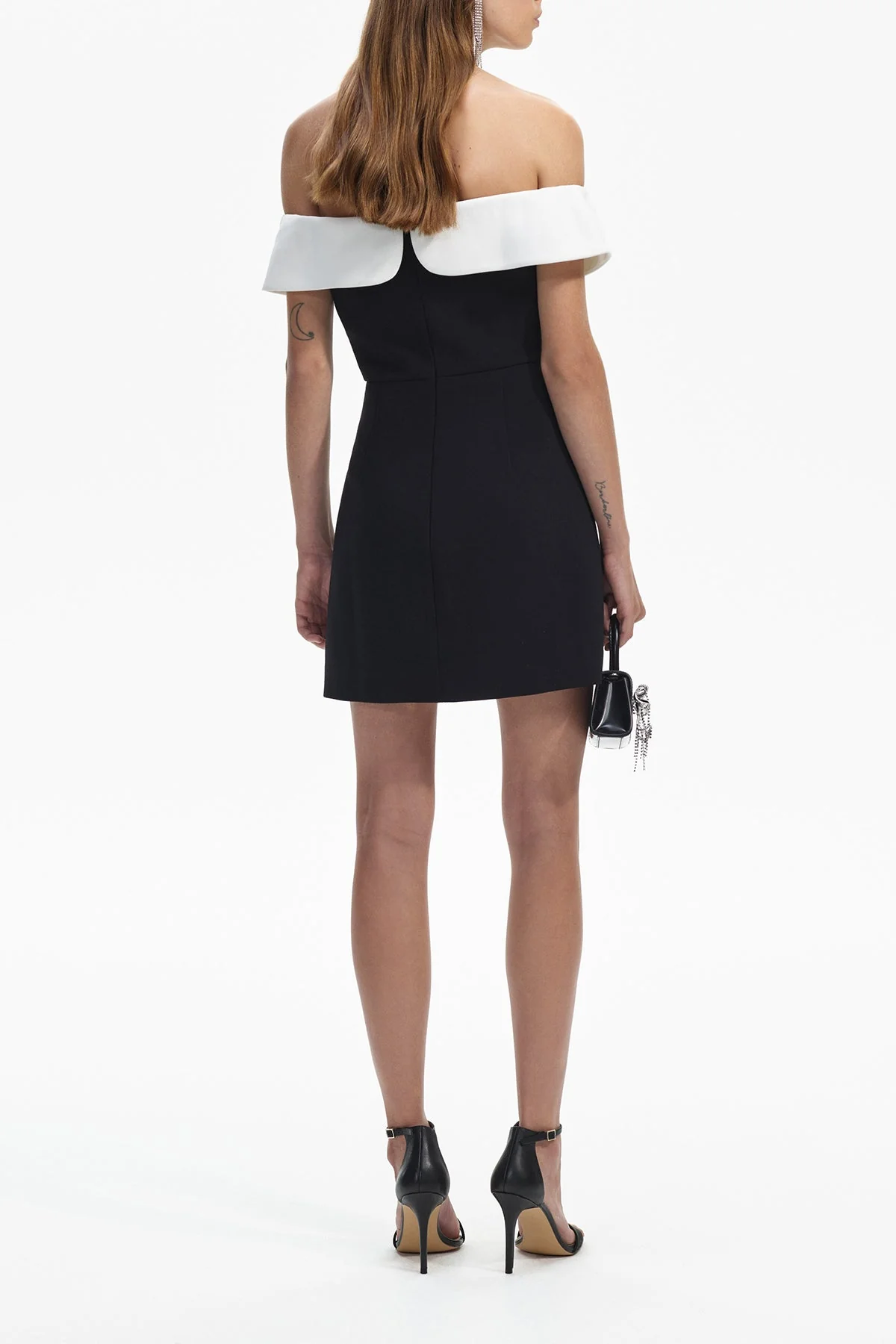 Black Crepe Bow Mini Dress - Image 3