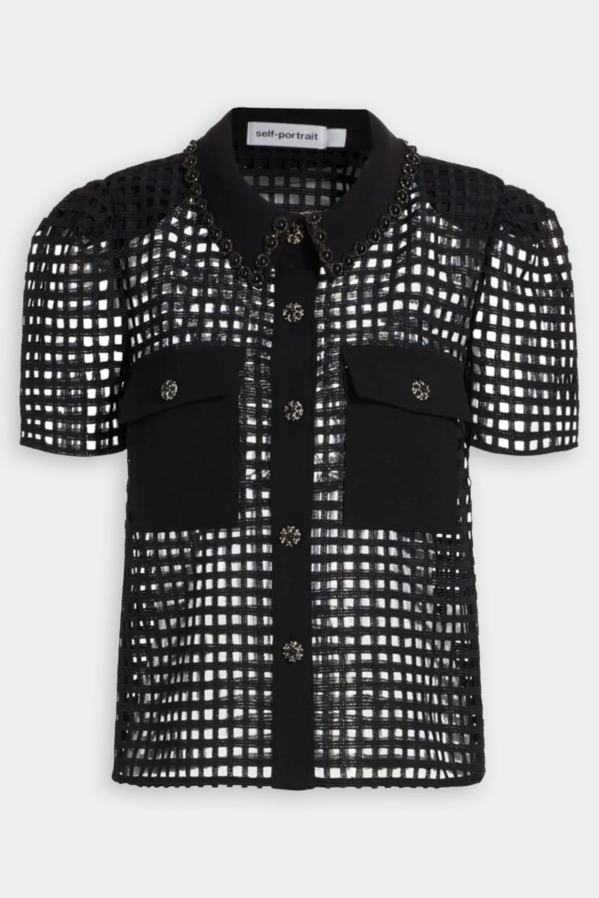 Black Grid Lace Shirt