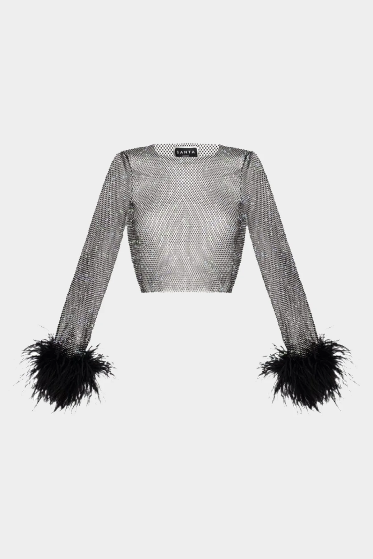 Black Multicolor Feathers Top
