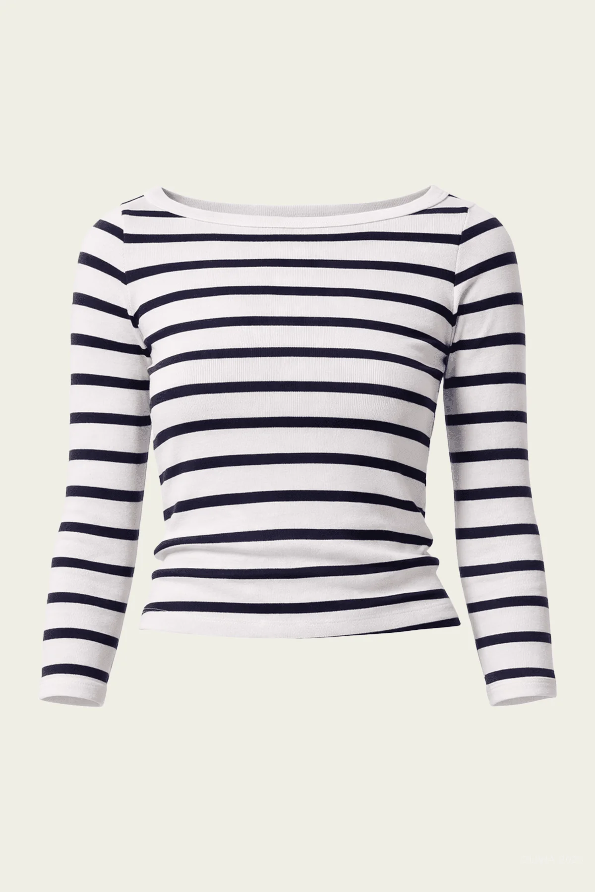 Boat Neck Slim Tee in Azure Stripe