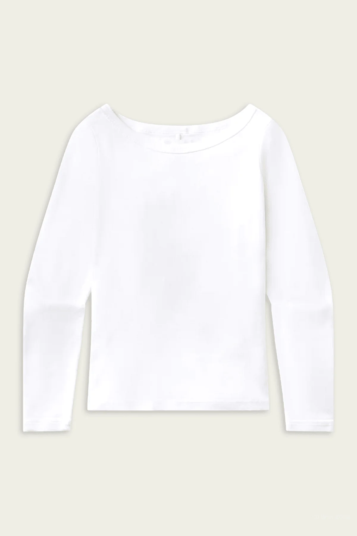 Boat Neck Slim Tee in White