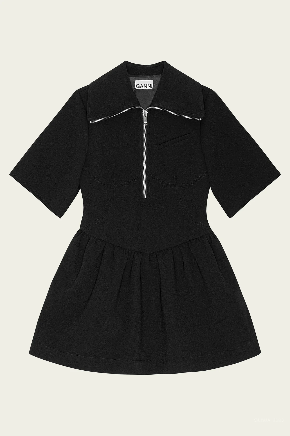 Bonded Crepe Mini Dress in Black