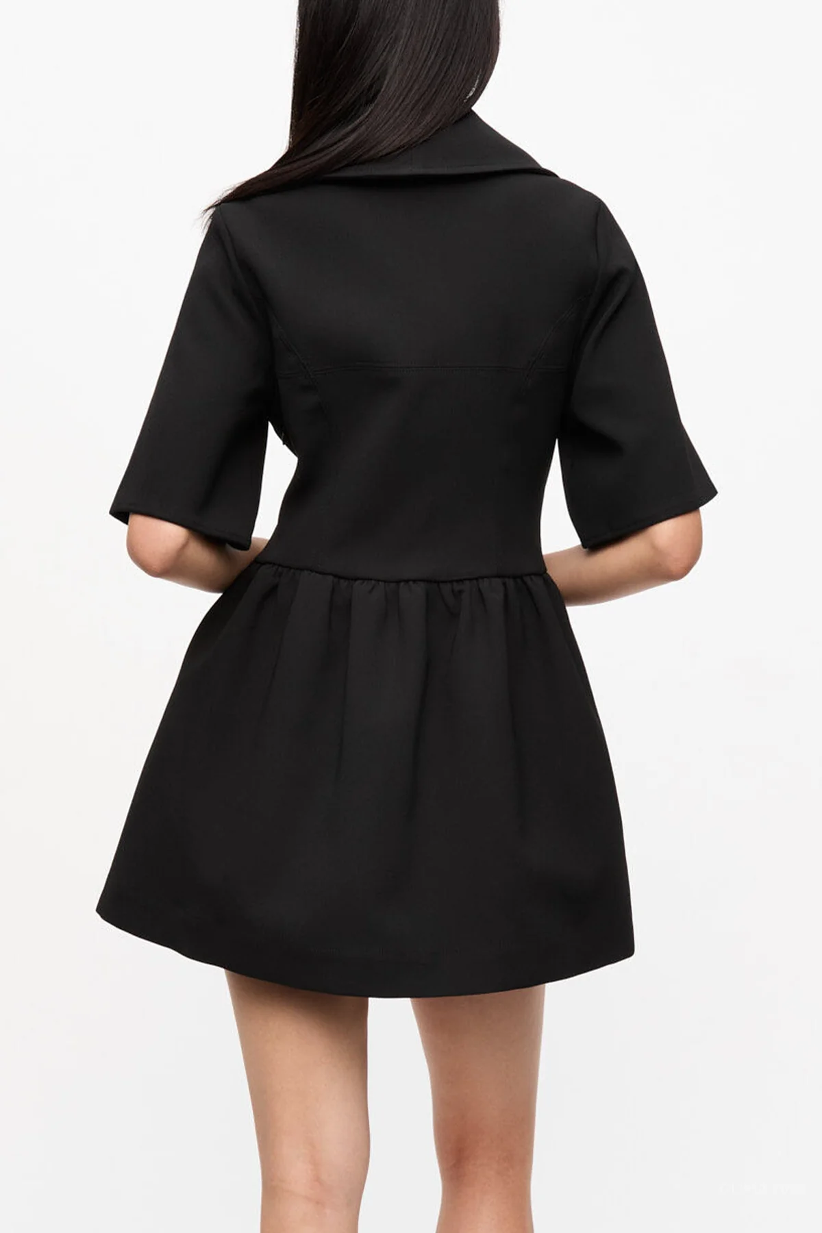 Bonded Crepe Mini Dress in Black - Image 3