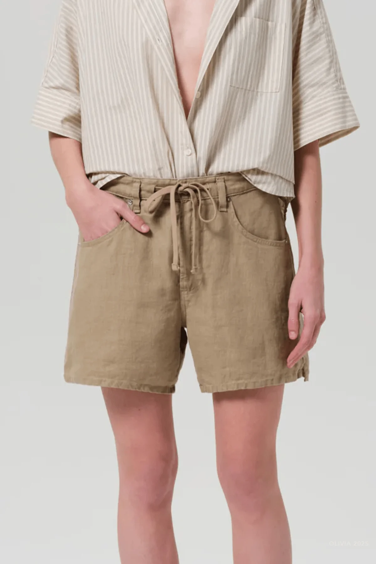 Brynn Drawstring Linen Short In Gobi - Image 2
