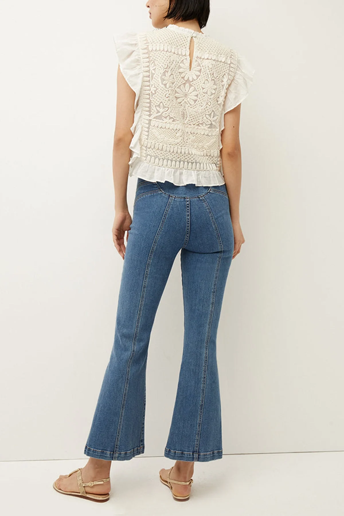 Capriana Embroidered Top in Off White - Image 3