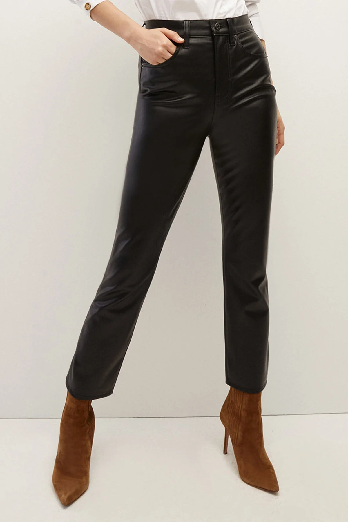 Carly Kick-Flare Vegan Leather Pant in Black - Image 2