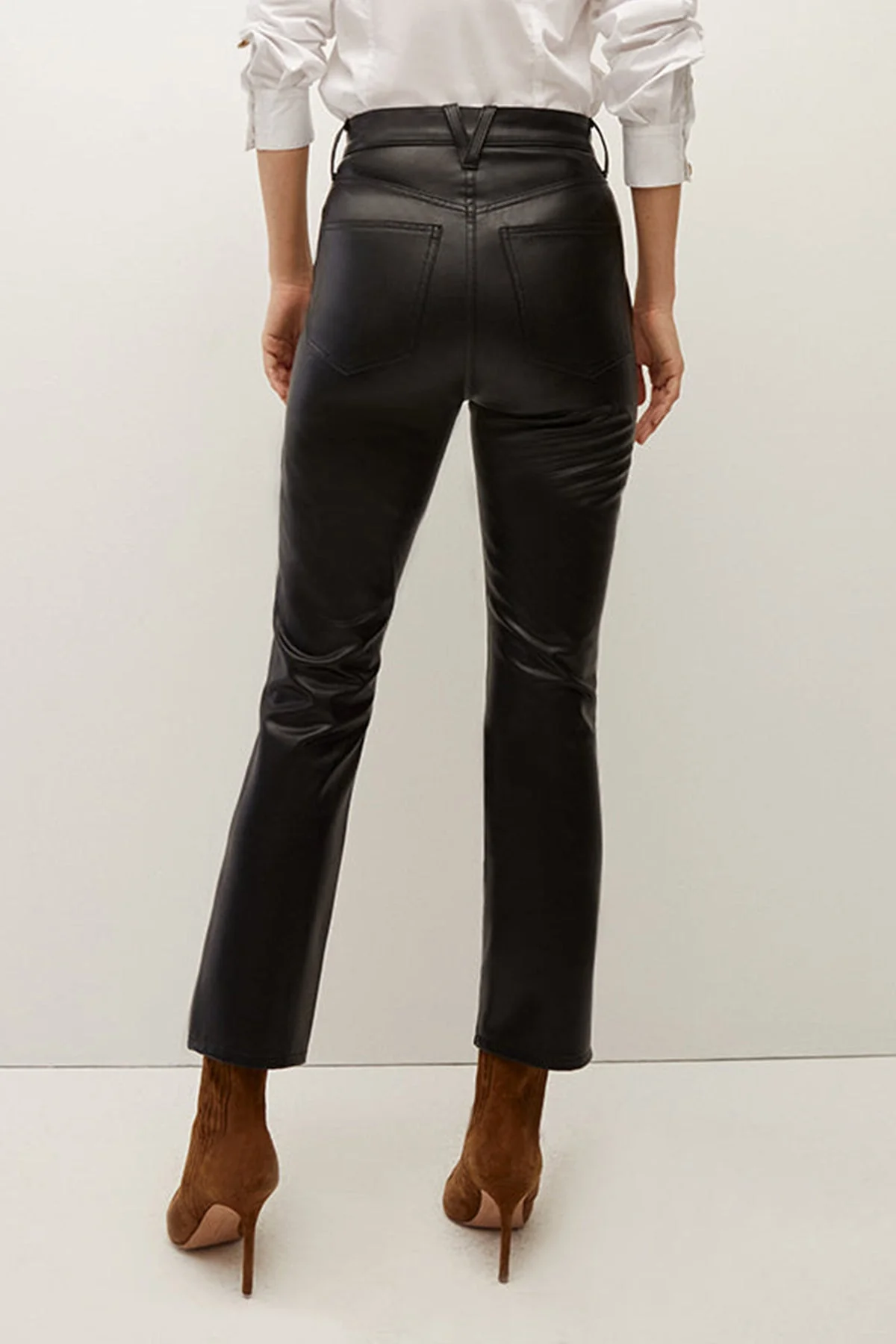 Carly Kick-Flare Vegan Leather Pant in Black - Image 3