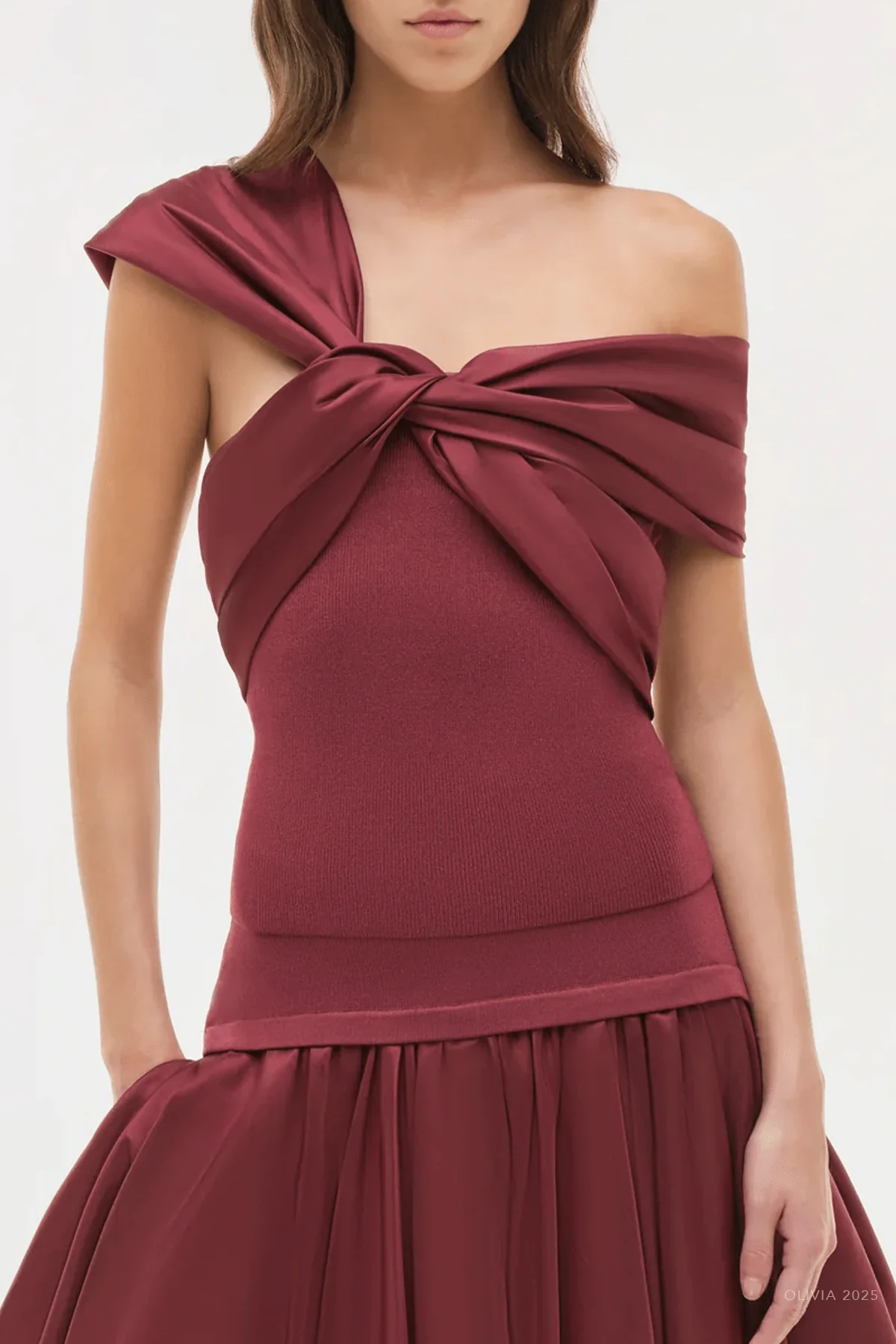 Celiana Off-Shoulder Top in Cranberry - Image 2