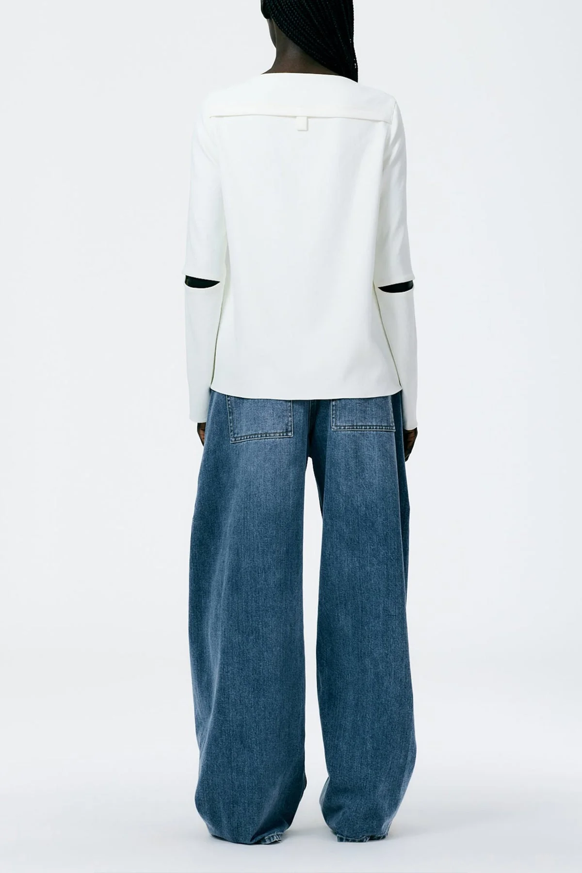 Chalky Drape Bebe Long Sleeve Top in White - Image 2