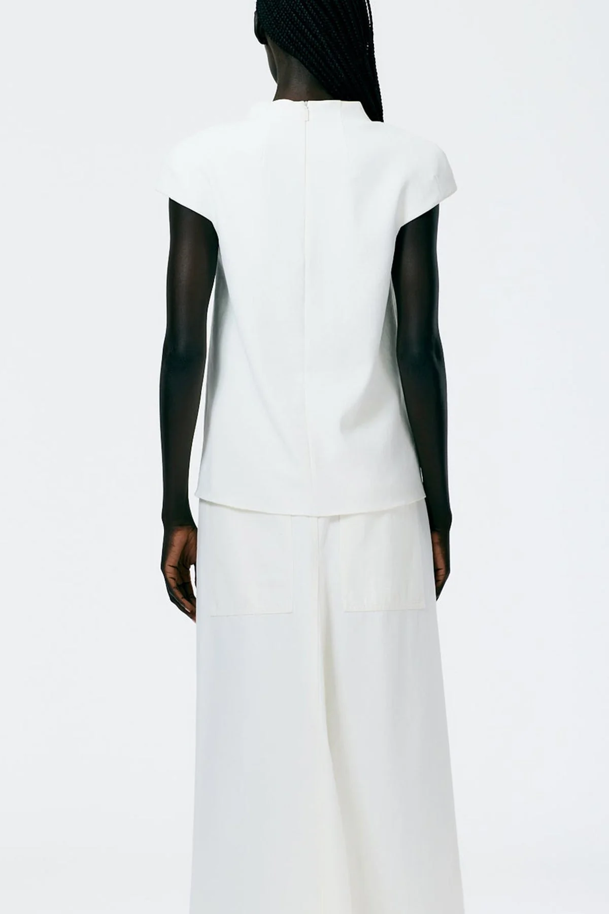 Chalky Drape Funnel Neck Top in White - Image 2