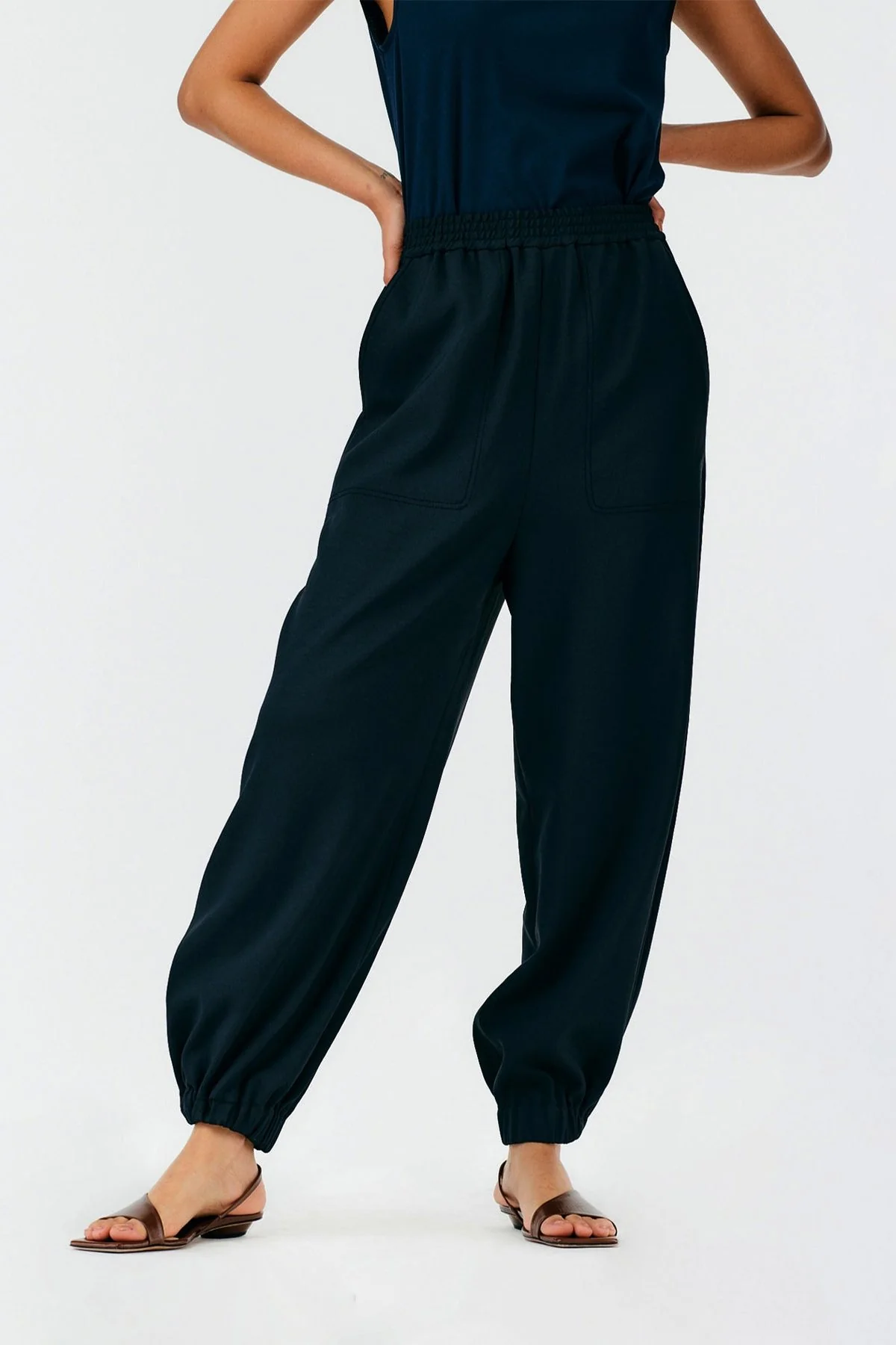 Chalky Drape Plashet Jogger in Black - Image 2