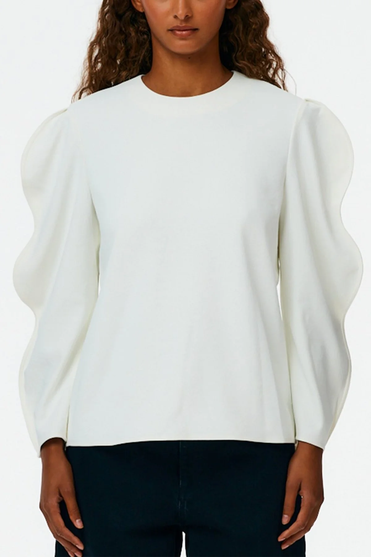 Chalky Drape Scallop Top in White - Image 2