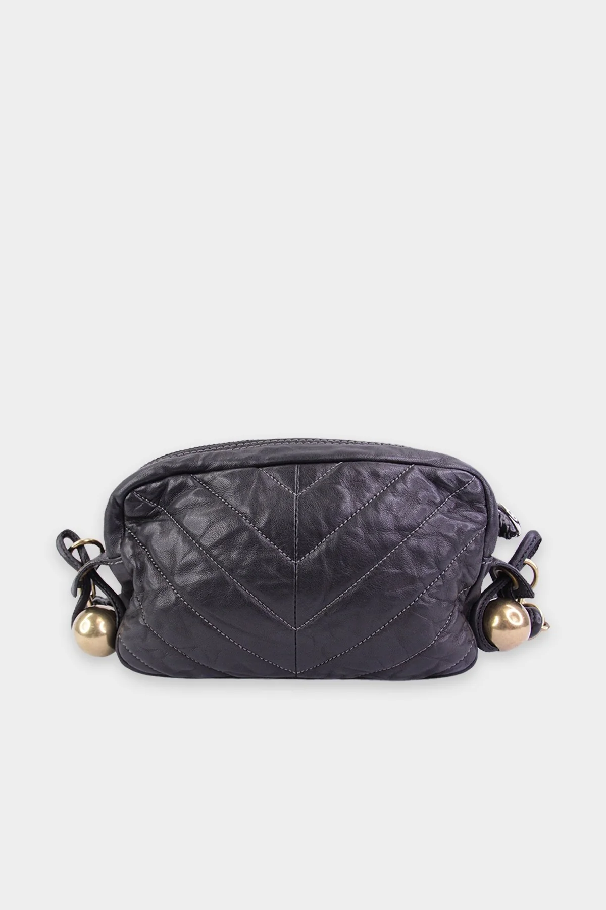 Chloe Black Leather Shoulder Handbag with Gold Details - Image 3