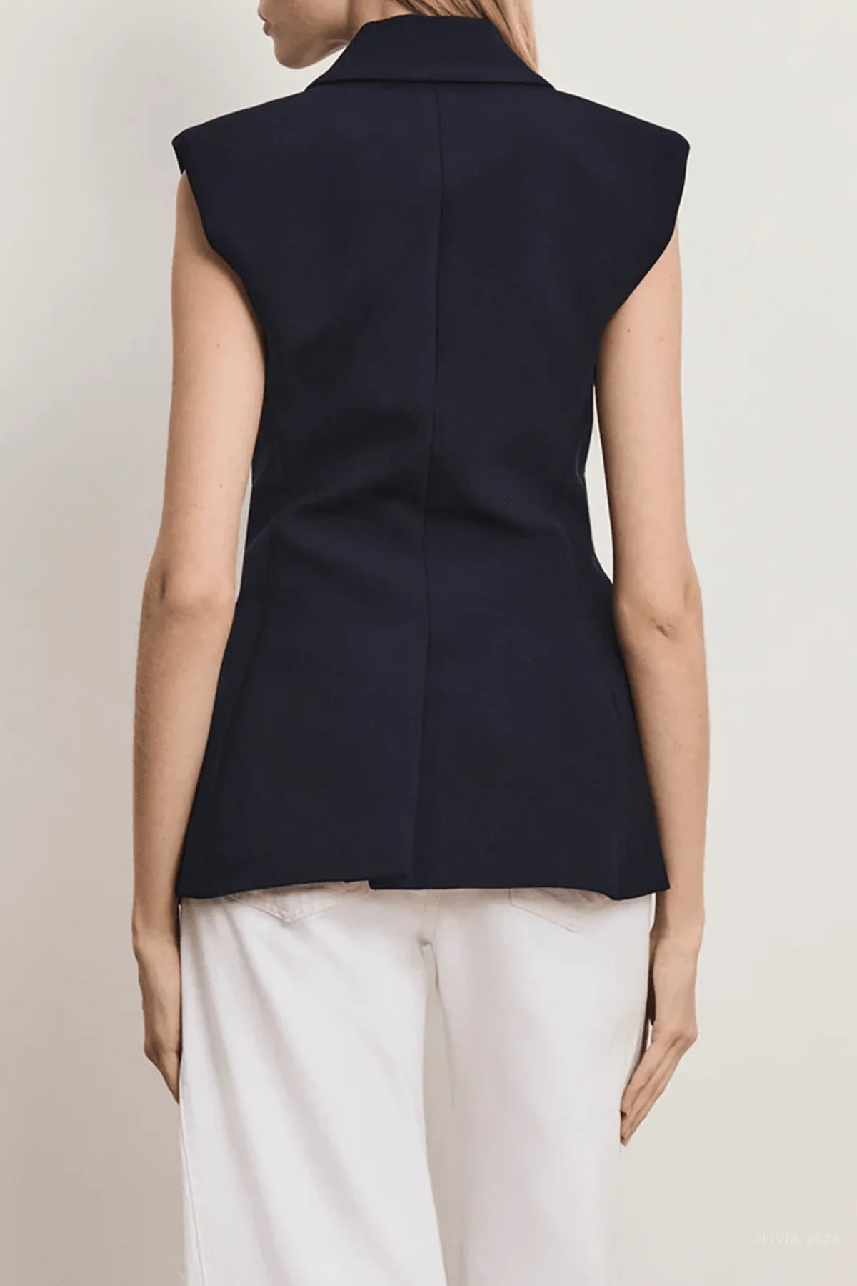 Ciel Tailored Vest in Navy - Image 3